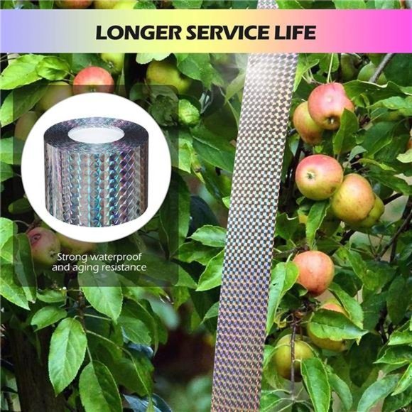 Bird Scare Tape(700FT),Reflective Tape Outdoor, Double Side Bird Flash Tape, - Picture 5 of 7